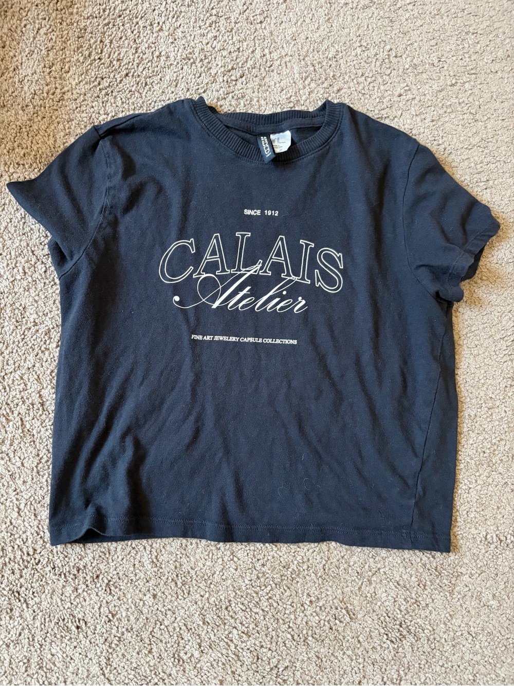 H&M Black Graphic Crop Top - Calais Atelier